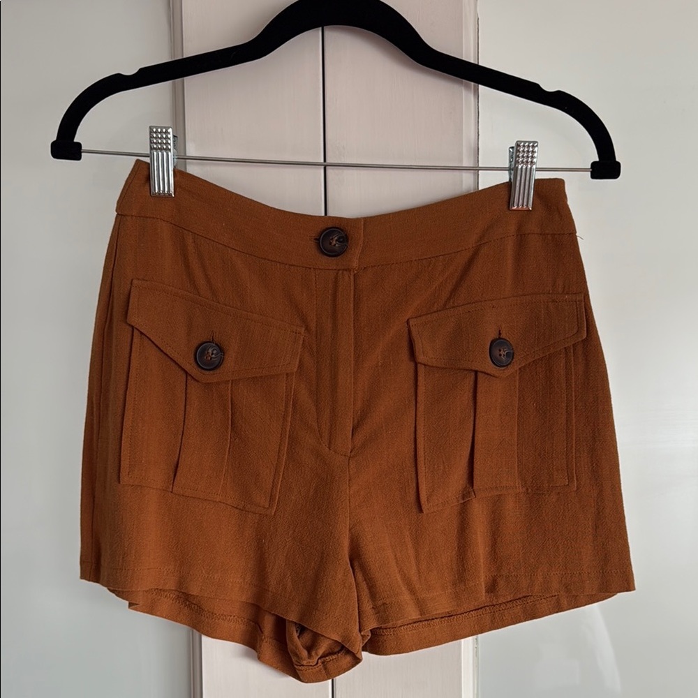Forever 21 Brown Cargo Shorts High-Waisted Tailored